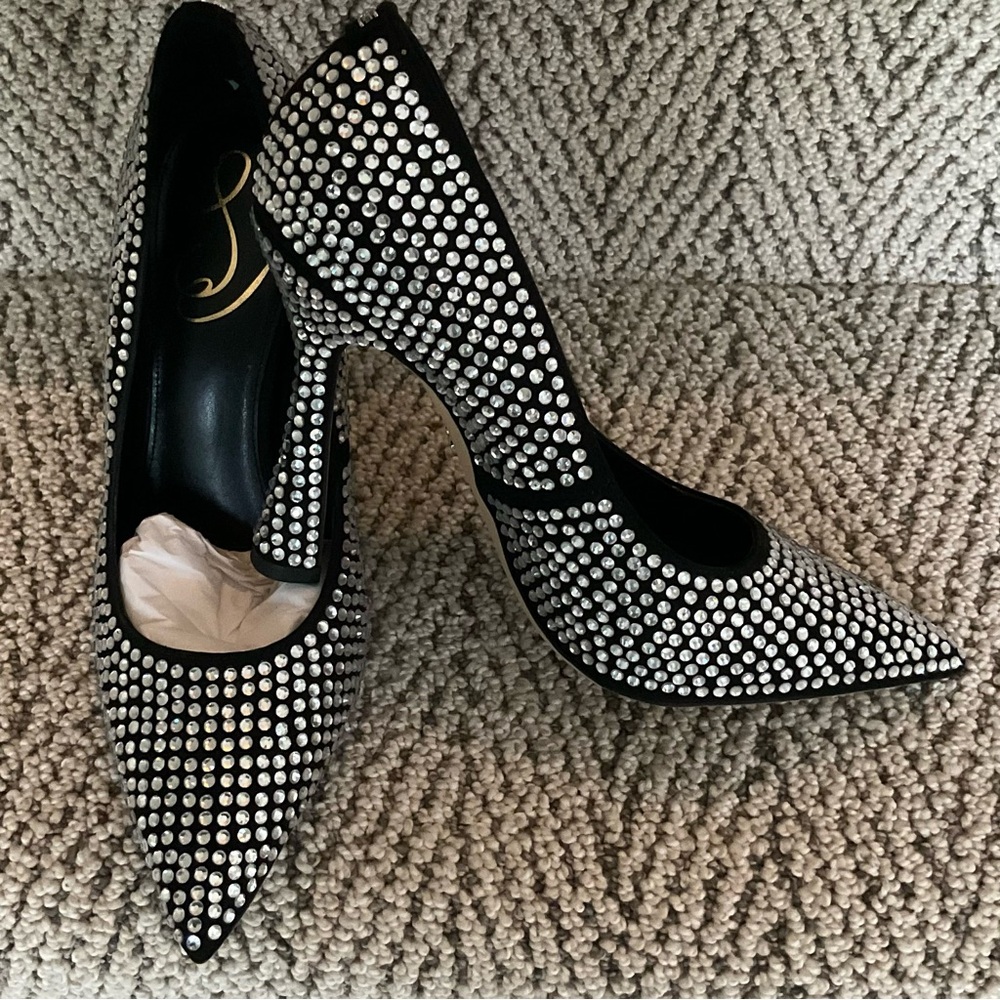 Sam Edelman Elegant Black Rhinestone Women's Heels
